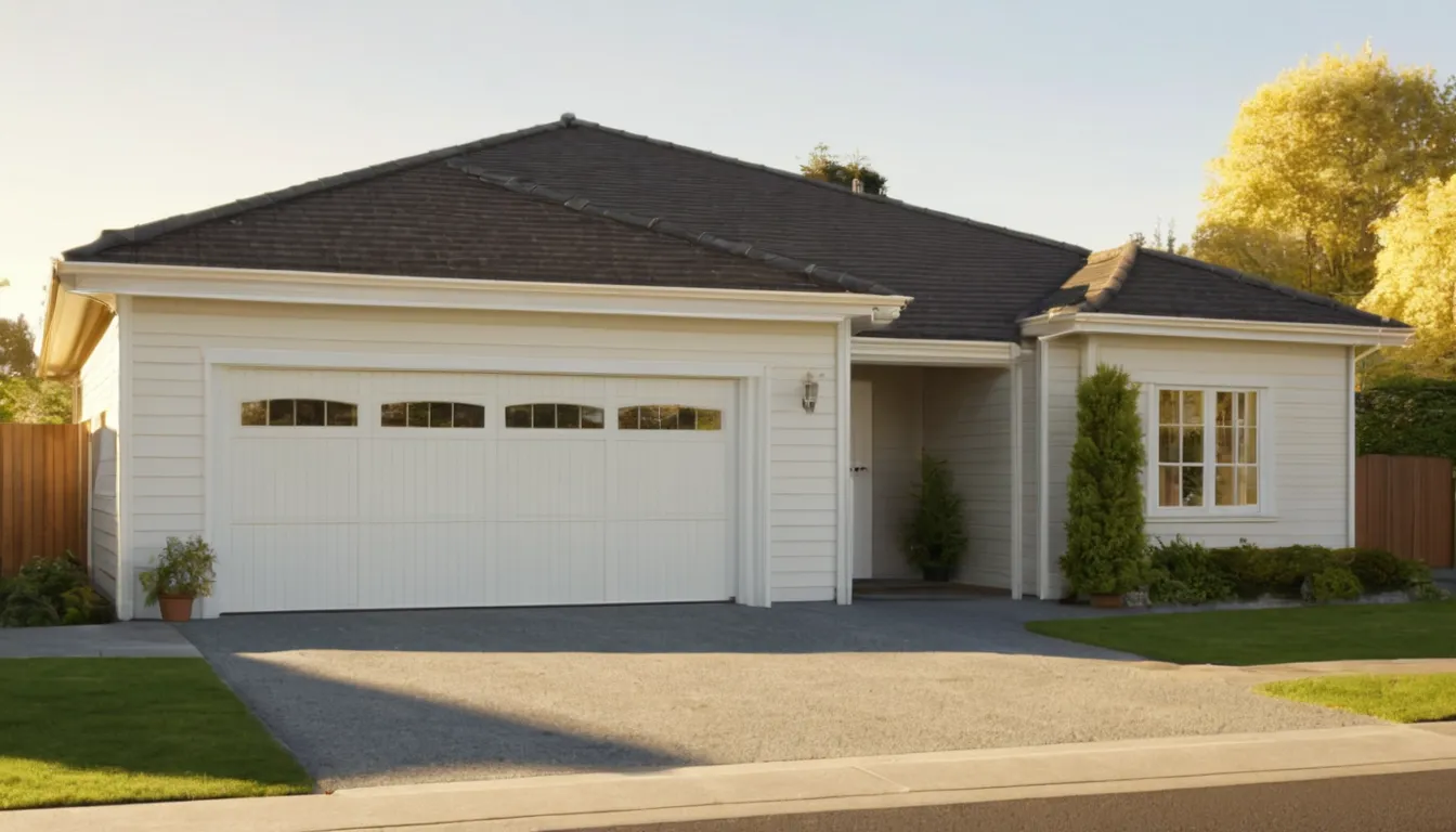 A garage door at a Aurora home on a calm morning